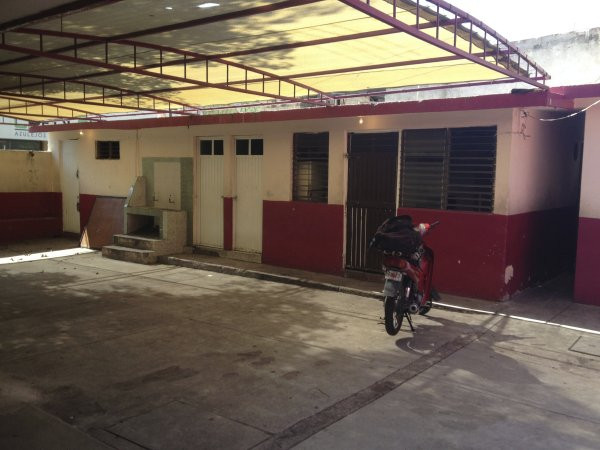 A view of the bathrooms and the cafeteria at Escuela Josefa Ortiz De Domingue in Culican, Sinaloa, Meixco